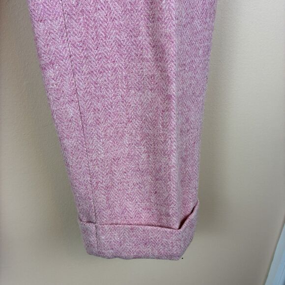 J.CREW Women Cafe Capri Pants Size 0 Pink Herringbone Wool Lined Trousers - Picture 2 of 7